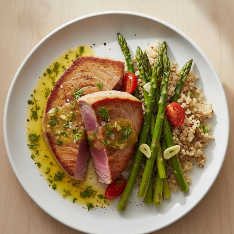 Pan-Seared Tuna with Lemon-Herb Sauce