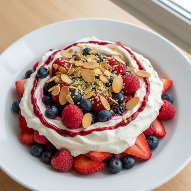 Greek Yogurt Protein Parfait with Mixed Berries