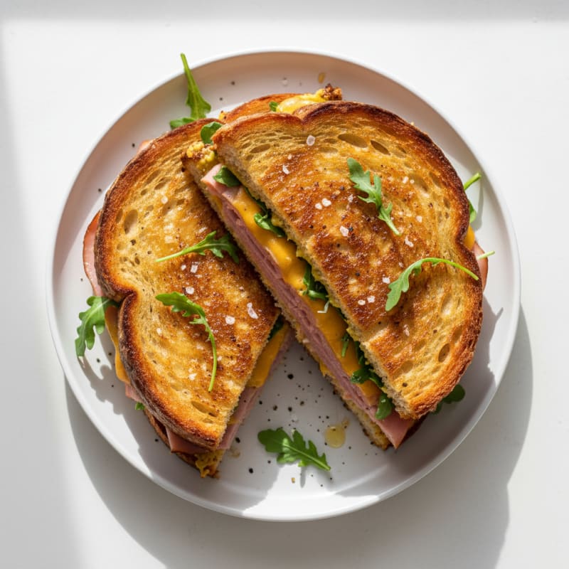 Golden Grilled Sourdough Ham and Cheese
