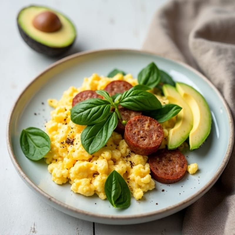 Egg White Scramble with Spinach and Turkey Sausage