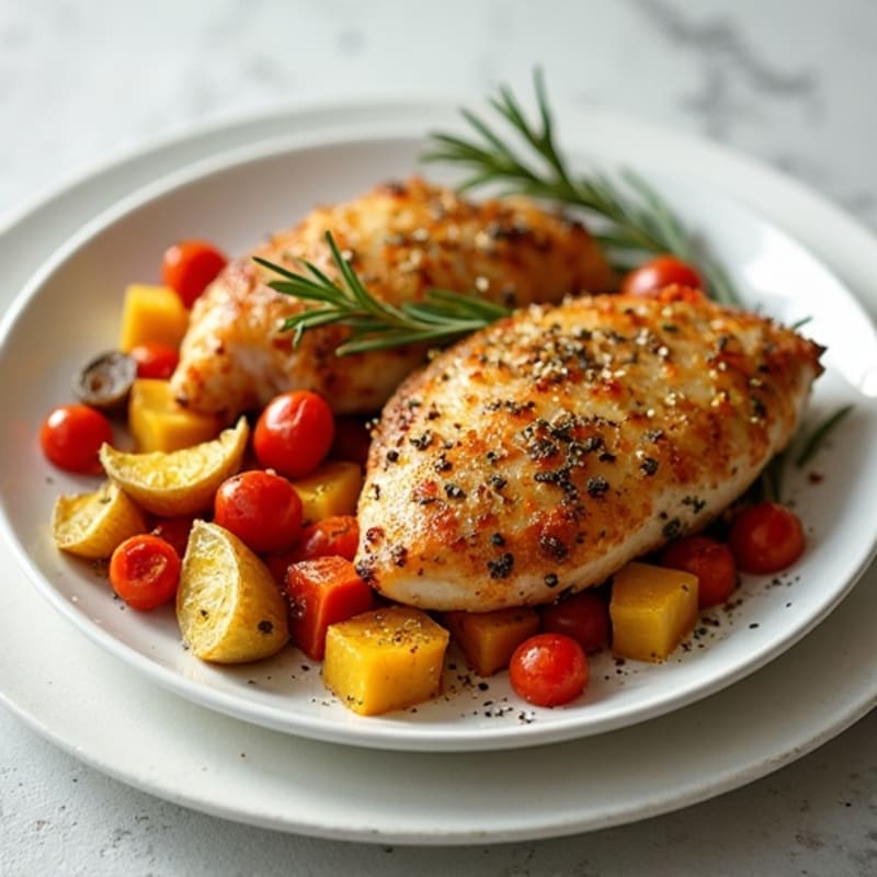 Crispy Herb Roasted Chicken with Root Vegetable Medley