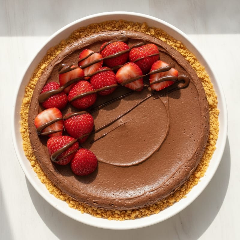 Chocolate Protein Cheesecake with Fresh Strawberries