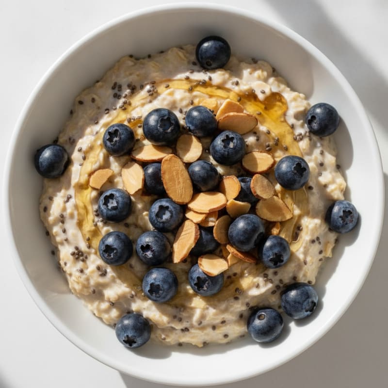 Greek Yogurt Overnight Oats with Chia and Sliced Almonds