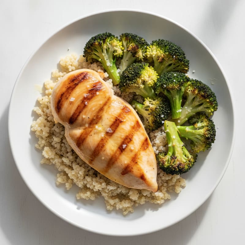 Grilled Chicken Breast with Roasted Broccoli and Quinoa