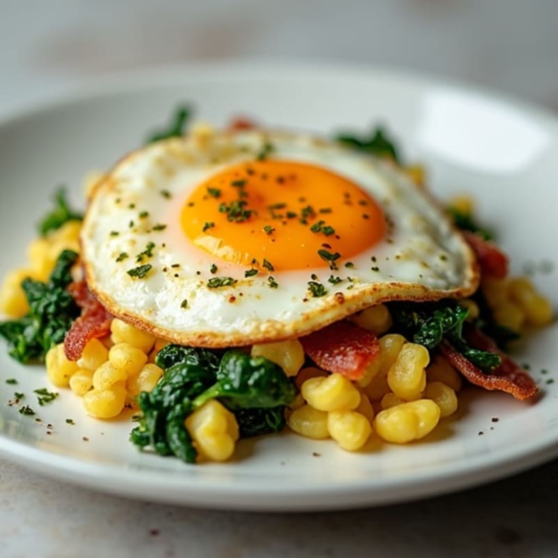 Cottage Cheese Egg Scramble with Spinach and Turkey Bacon