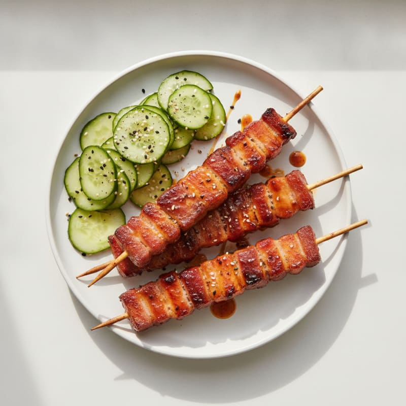 Spicy Gochujang Pork Belly Skewers
