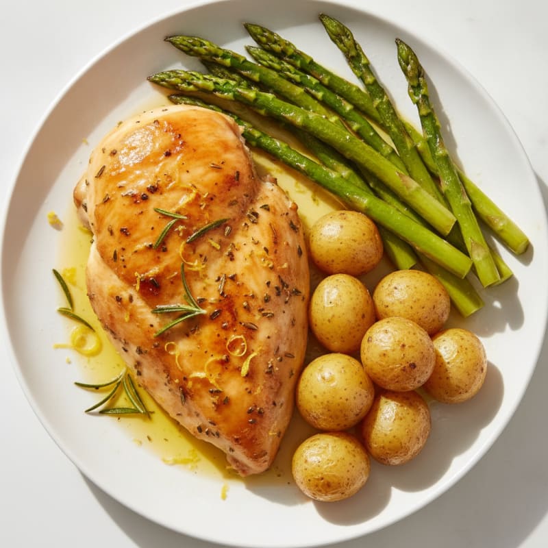 Lemon Herb Roasted Chicken with Asparagus