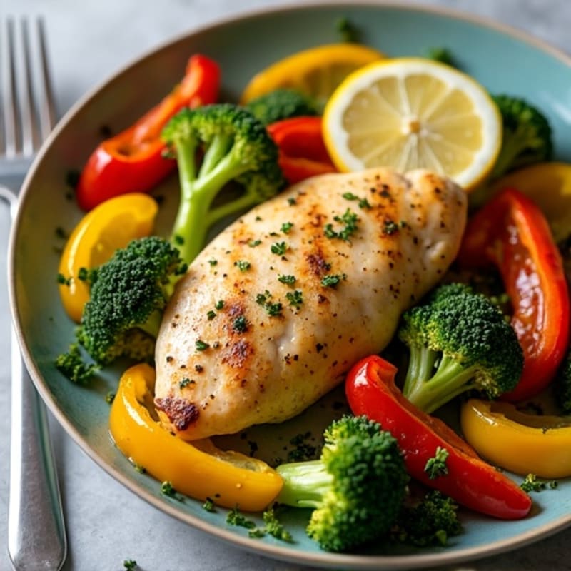 Sheet Pan Lemon Herb Chicken with Roasted Broccoli and Bell Peppers