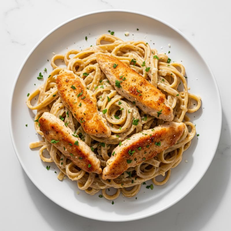 Garlic Parmesan Chicken Alfredo Fettuccine