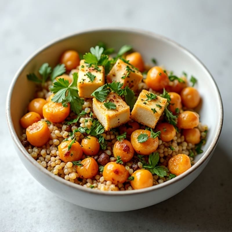 Crispy Lemon-Herb Roasted Chickpea & Lentil Quinoa Bowl