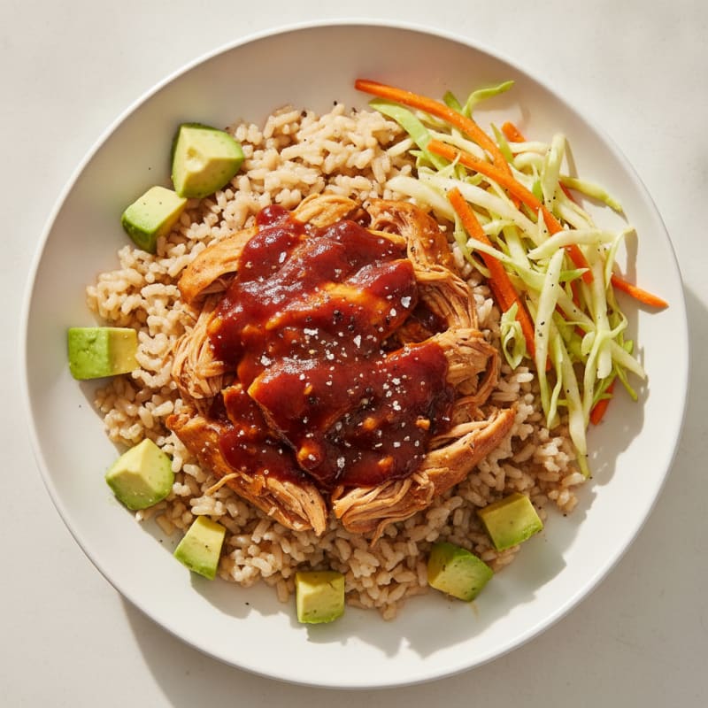 Shredded BBQ Chicken and Rice Bowl