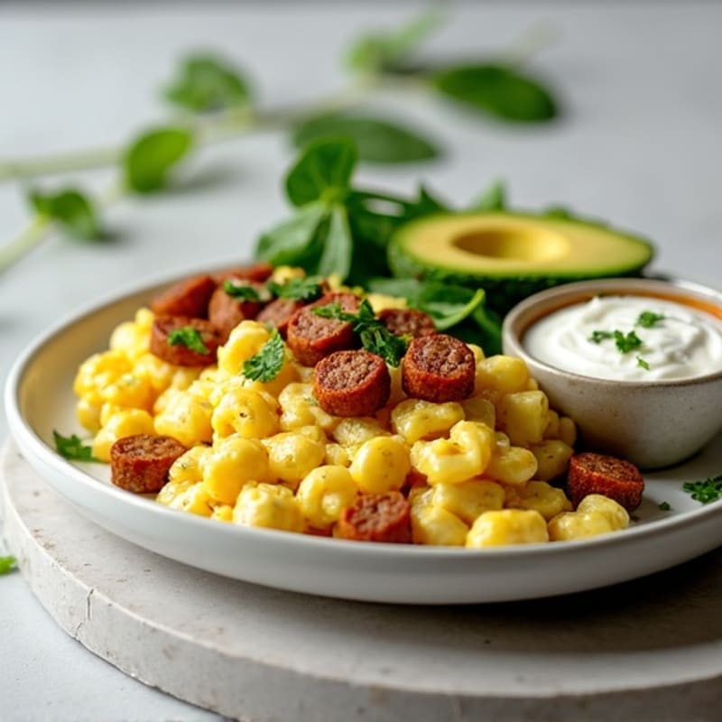 Egg White Scramble with Turkey Sausage and Greek Yogurt