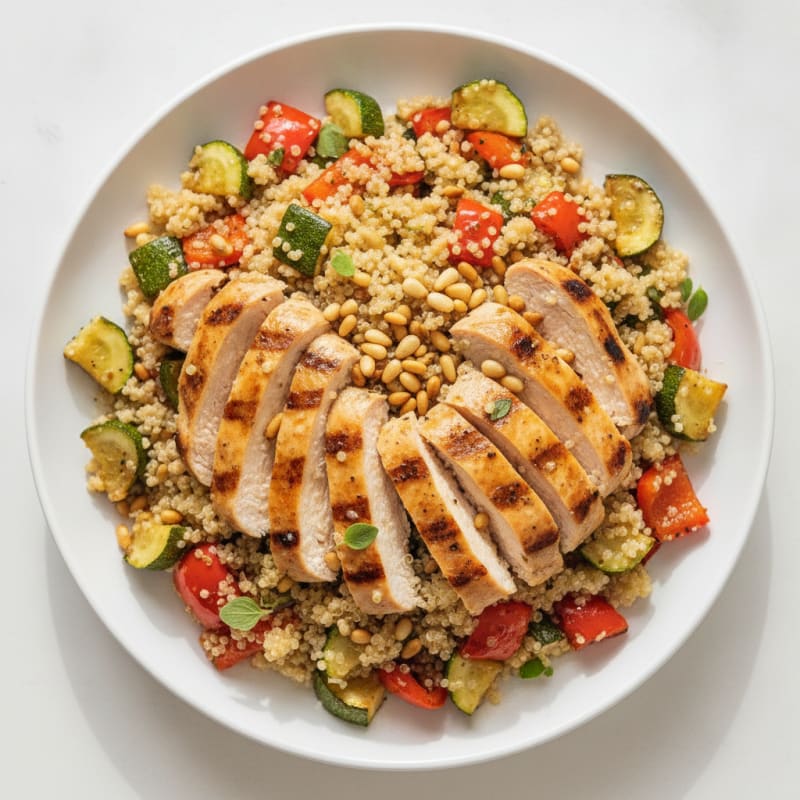 Grilled Chicken and Quinoa Salad with Roasted Vegetables