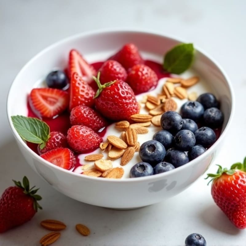 High-Protein Greek Yogurt Bowl with Mixed Berries and Toasted Almonds