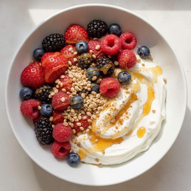 High-Protein Berry & Hemp Greek Yogurt Bowl