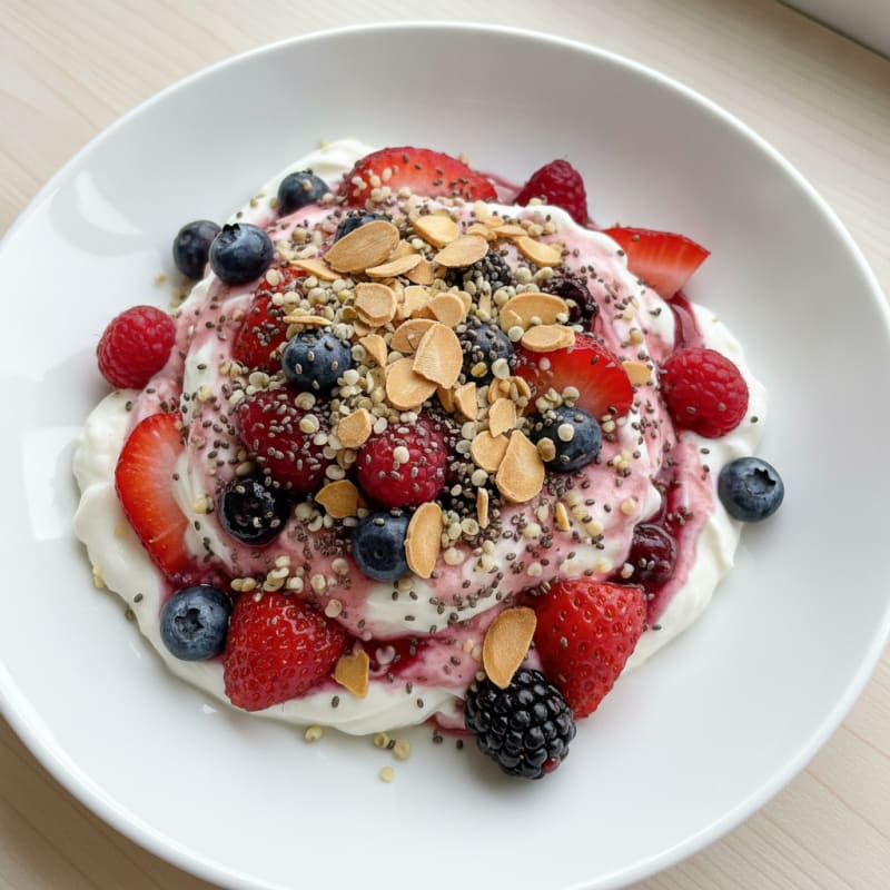 Greek Yogurt Protein Parfait with Mixed Berries