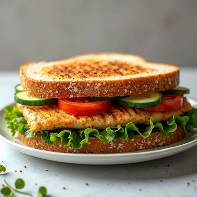 Grilled Chicken Sandwich with Leafy Greens on Whole Grain Bread