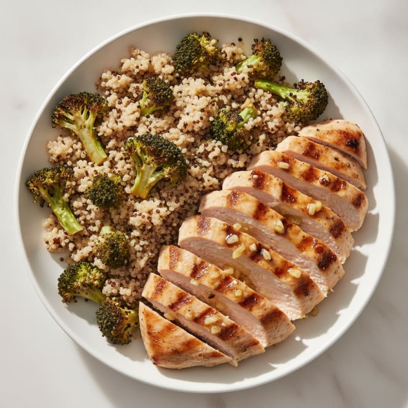 Grilled Turkey Breast with Roasted Broccoli and Quinoa