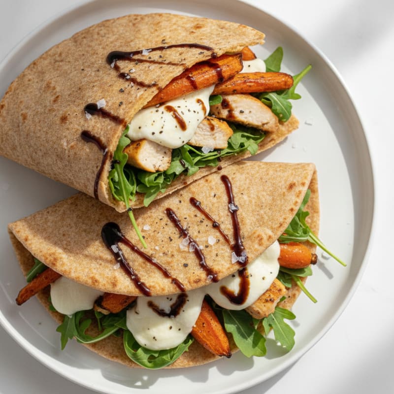 Roasted Carrot Mozzarella Flatbread Wrap