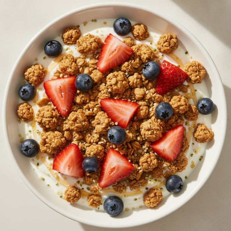 Greek Yogurt Bowl with Protein Granola and Fresh Berries
