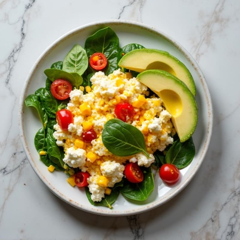 Egg White Veggie Scramble with Cottage Cheese