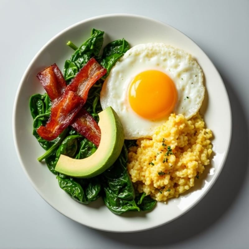 Egg White Scramble with Spinach and Turkey Bacon