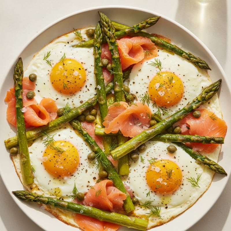 Baked Eggs with Roasted Asparagus