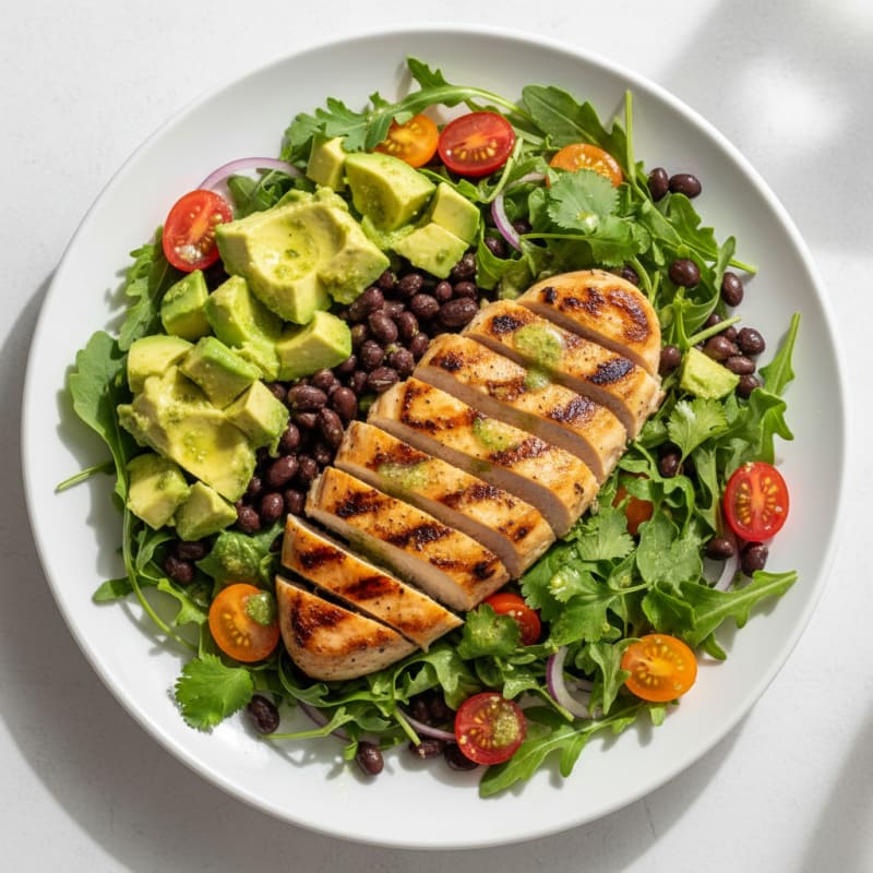 Zesty Avocado and Black Bean Grilled Chicken Salad