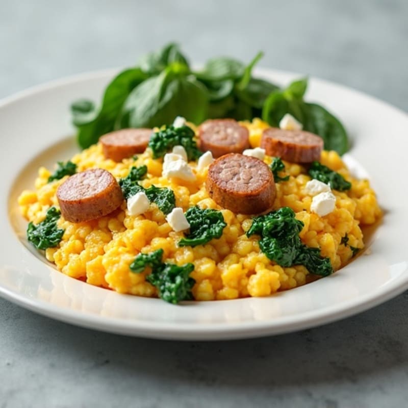 Egg White Scramble with Spinach and Turkey Sausage