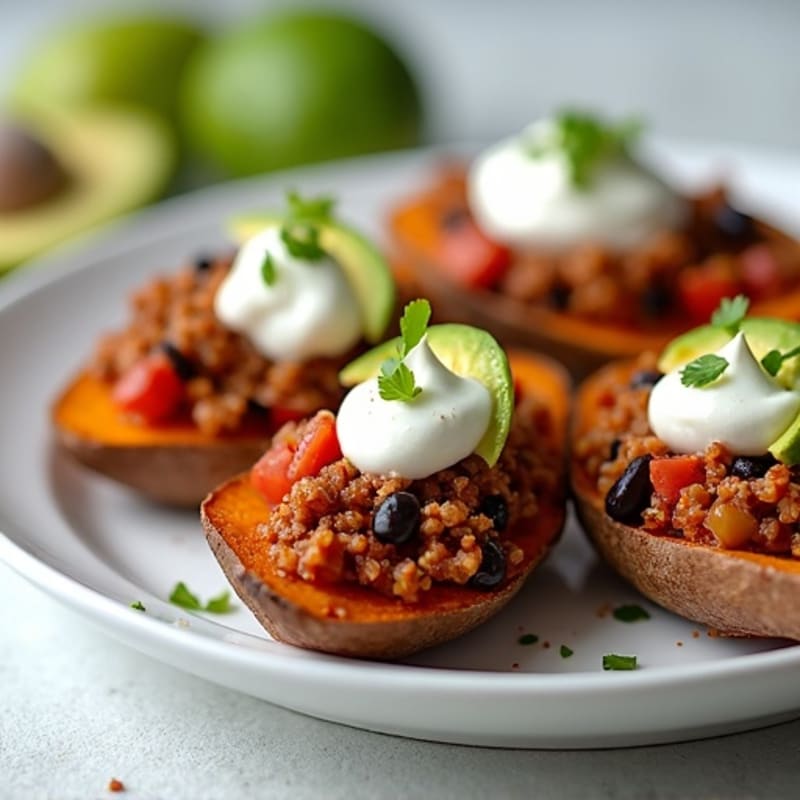 Lean Turkey Chili Loaded Sweet Potato Skins