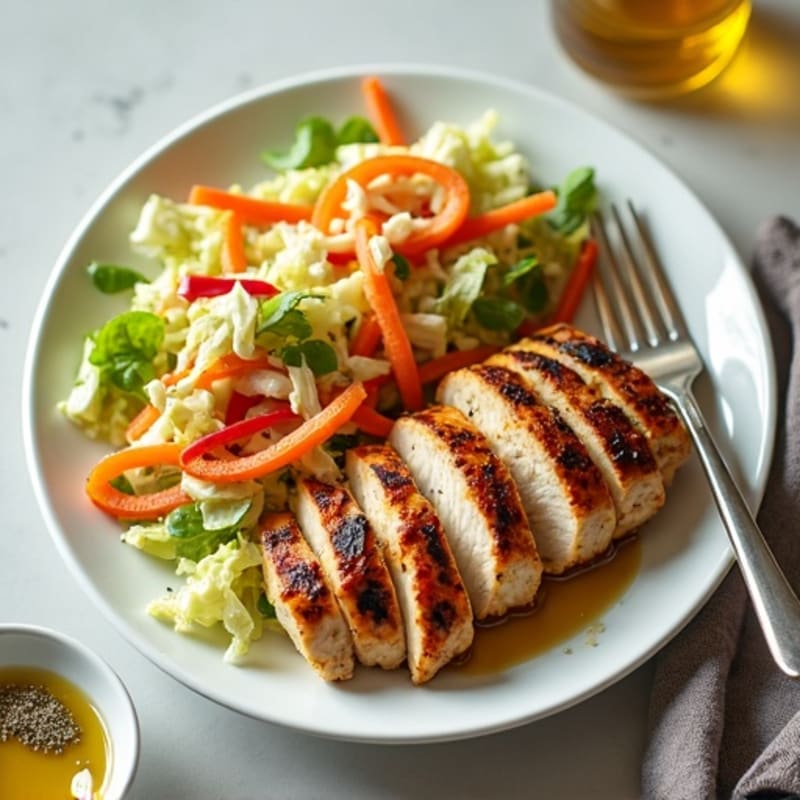 Grilled Chicken Breast with Crunchy Cabbage Slaw