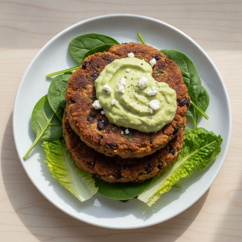 Black Bean Burger with Avocado Crema