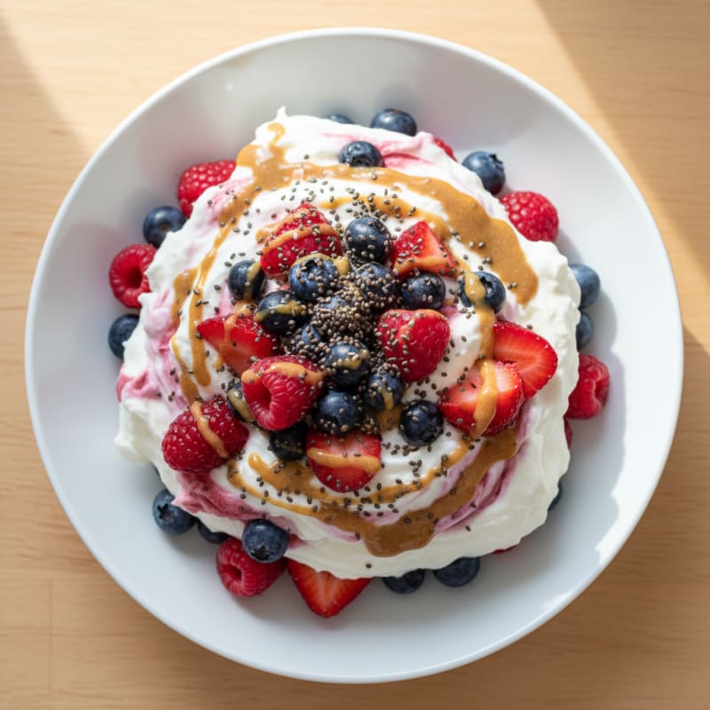 Creamy Greek Yogurt Protein Mousse with Mixed Berries