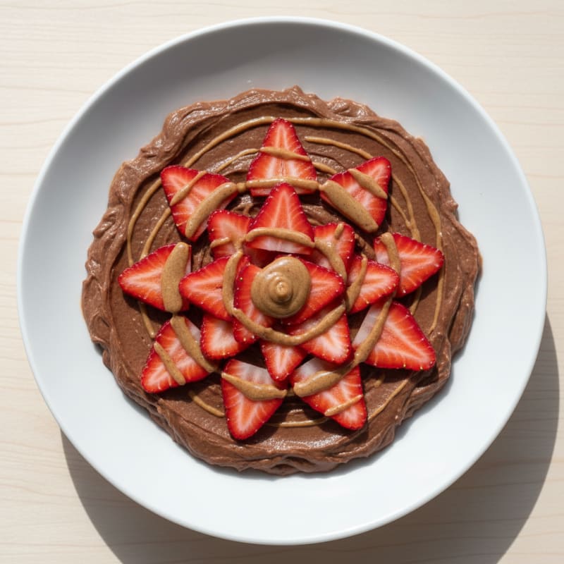 Silky Chocolate Protein Pudding with Sliced Strawberries