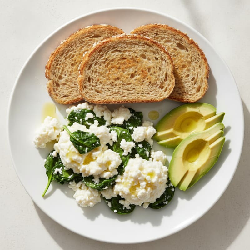 Egg White Scramble with Spinach and Cottage Cheese