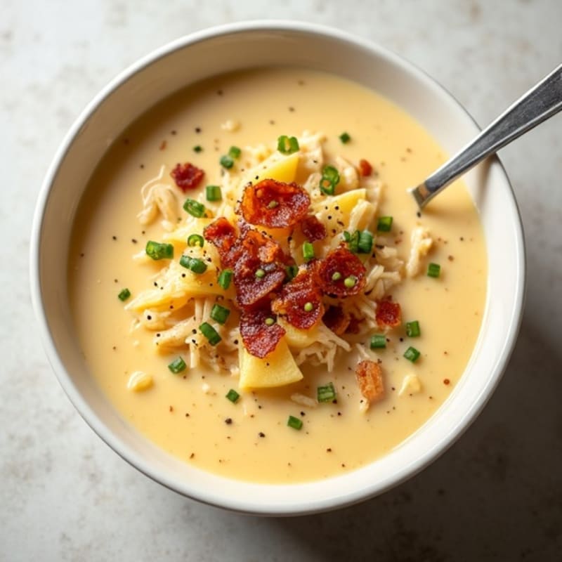 Creamy Baked Potato Soup with Crispy Bacon