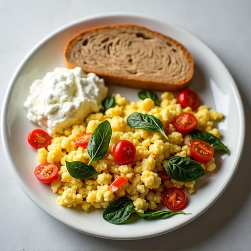 Egg White Veggie Scramble with Cottage Cheese