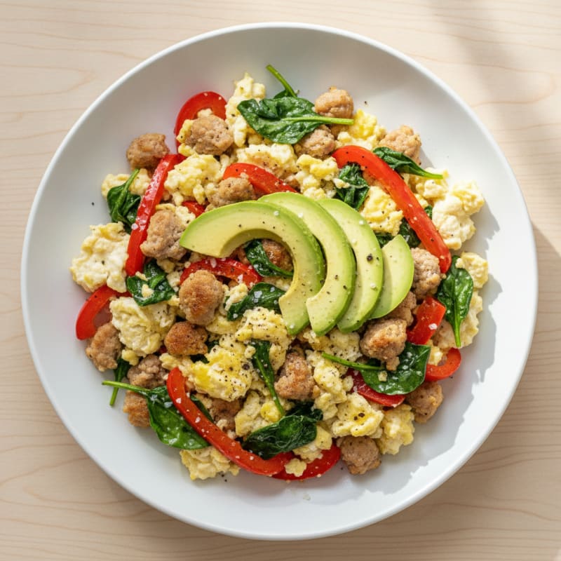 High-Protein Turkey Sausage and Egg Scramble
