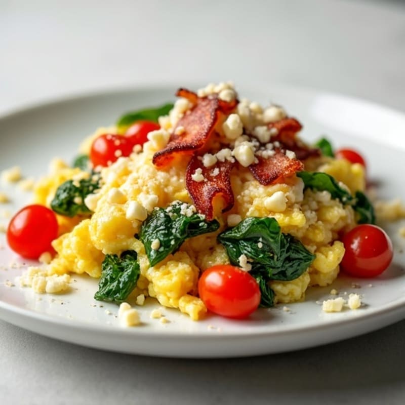Egg White Spinach Scramble with Turkey Bacon