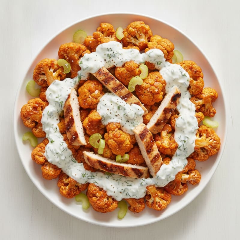 Buffalo Cauliflower Bites with Yogurt Ranch