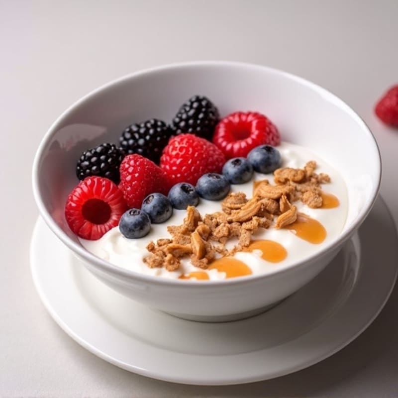 Greek Yogurt Protein Bowl with Mixed Berries and Almond Butter