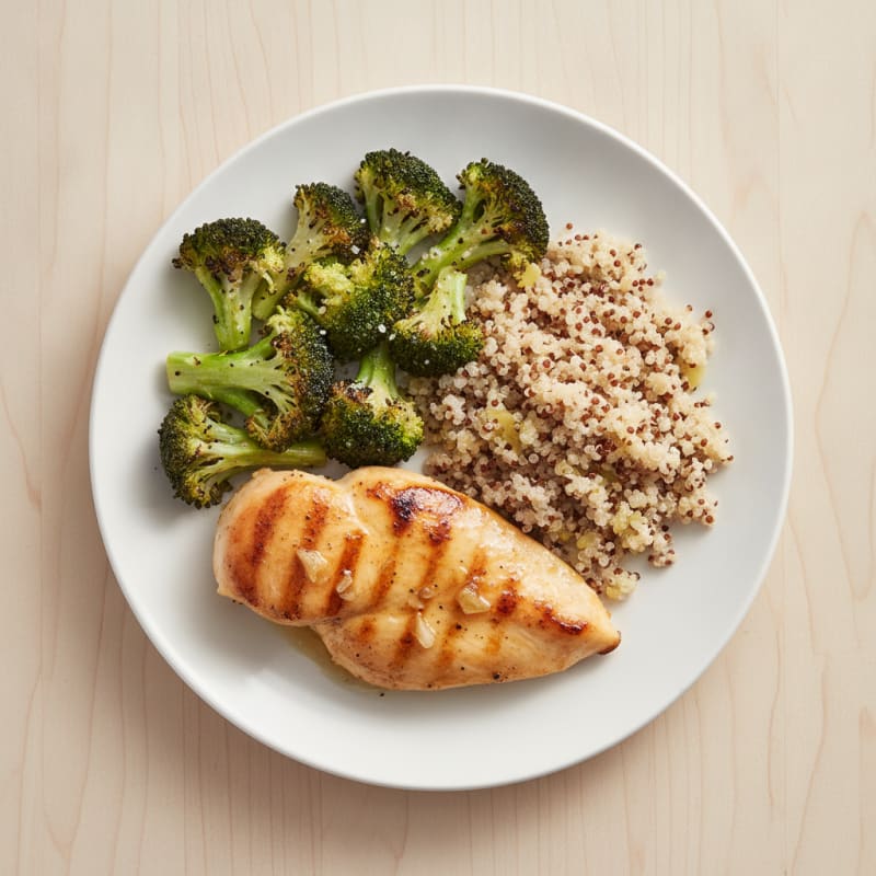 Grilled Chicken Breast with Roasted Broccoli and Quinoa