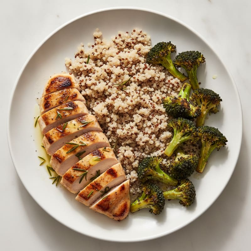 Grilled Chicken Breast with Roasted Broccoli and Quinoa