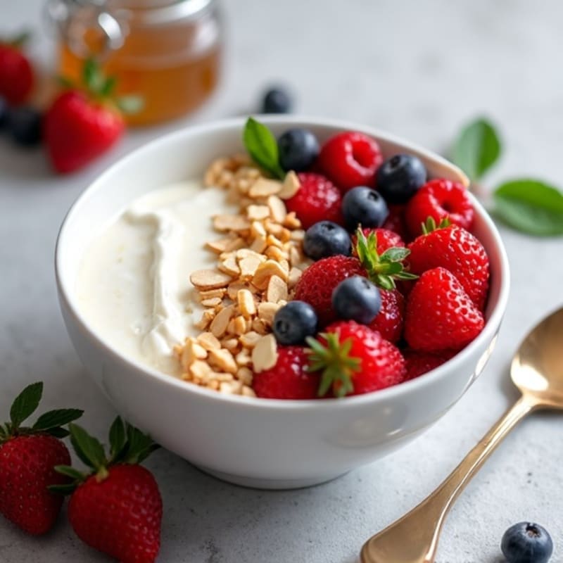 Silky Greek Yogurt Protein Bowl with Mixed Berries and Almonds