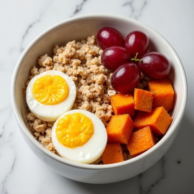 Egg and Oatmeal Power Bowl with Grapes