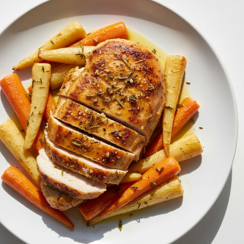 Garlic Herb Roasted Chicken with Root Vegetables