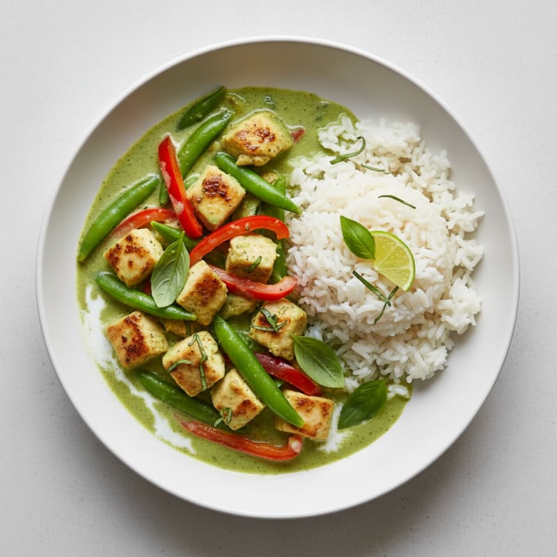 Green Curry Chicken with Coconut Rice