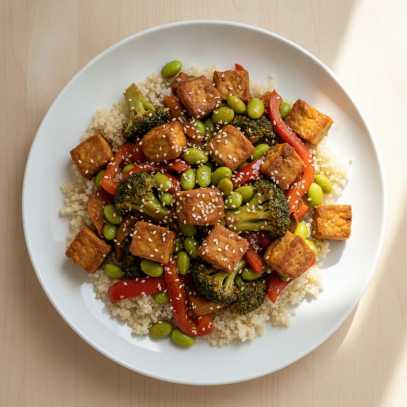 Tempeh Stir-Fry with Edamame and Quinoa