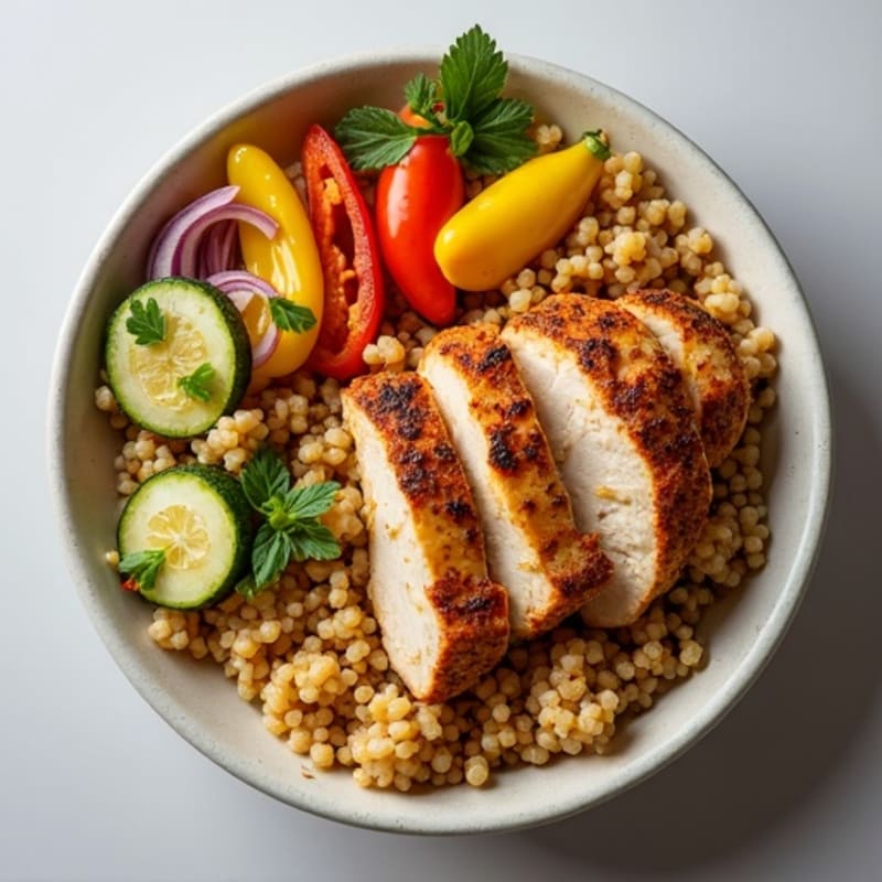 Herb-Spiced Chicken Shawarma Bowl with Roasted Vegetables