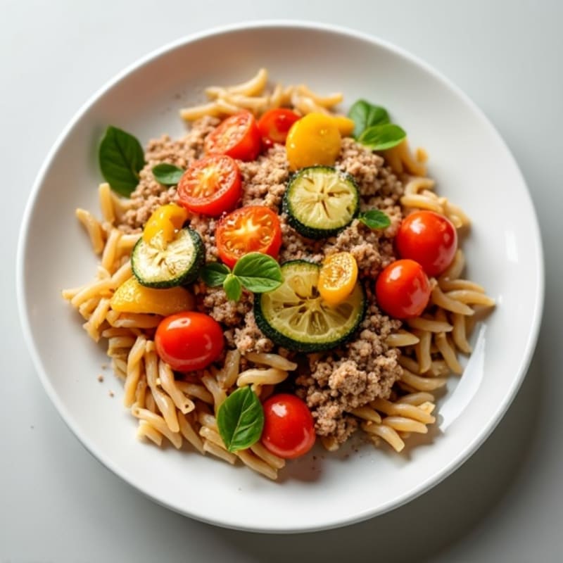 Ground Turkey and Roasted Vegetable Whole Wheat Pasta